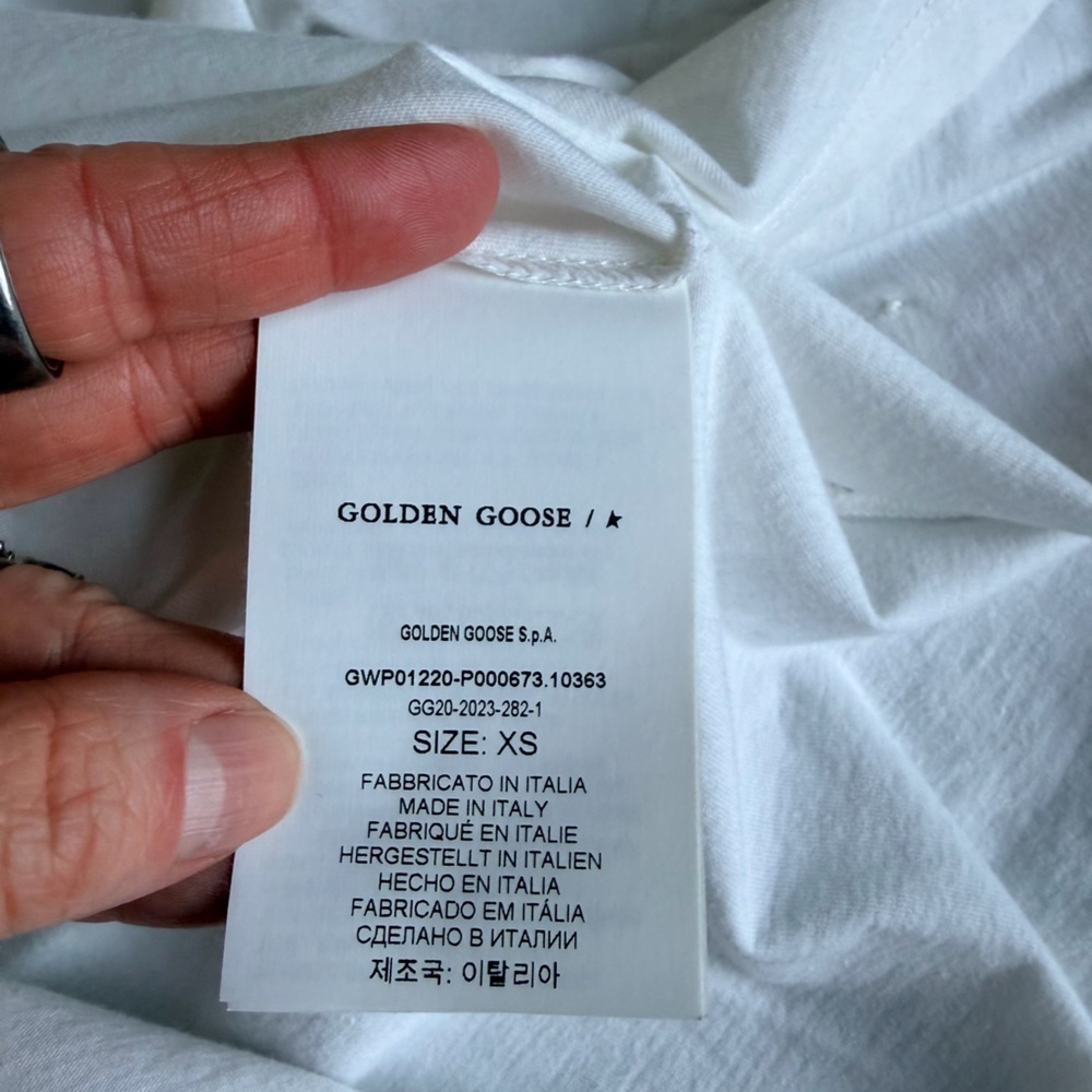 Golden Goose Distressed Short-Sleeve Embellished T-Shirt in White Size XS - Picture 8 of 11